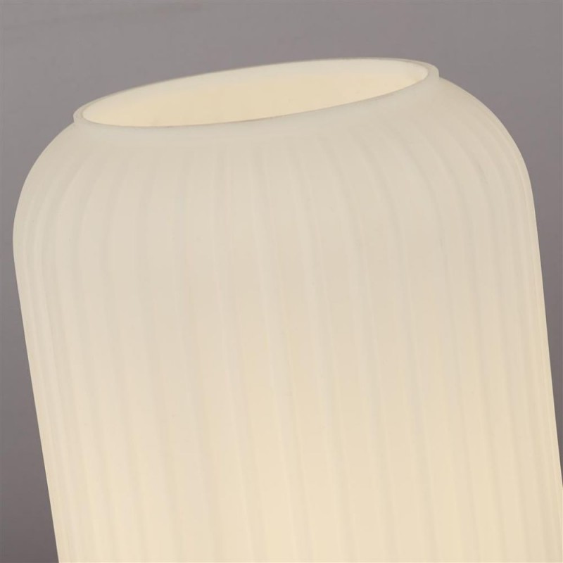 Searchlight-61972SB - Pearl - Satin Brass Table Lamp with White Ribbed Glass