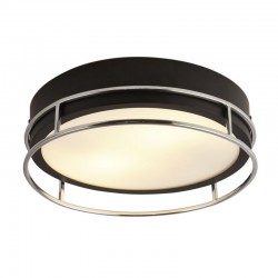 Phoenix - Bathroom Black & Chrome 2 Light Flush with Frosted Glass Phoenix - Bathroom Black & Chrome 2 Light Flush with Frosted Glass
