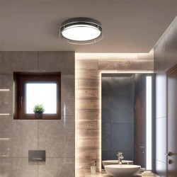 Phoenix - Bathroom Black & Chrome 2 Light Flush with Frosted Glass Phoenix - Bathroom Black & Chrome 2 Light Flush with Frosted Glass