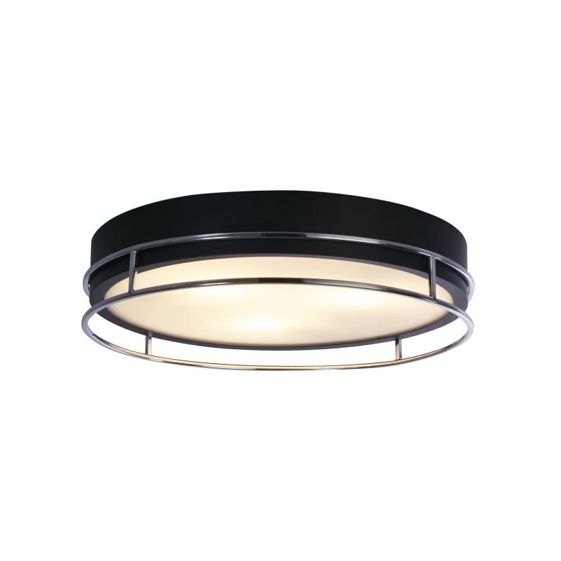 Searchlight-62013-3CC - Phoenix - Bathroom Black & Chrome 3 Light Flush with Frosted Glass