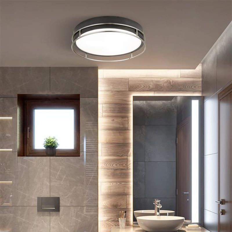Searchlight-62013-3CC - Phoenix - Bathroom Black & Chrome 3 Light Flush with Frosted Glass