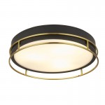 Phoenix - Bathroom Black & Brass 3 Light Flush with Frosted Glass Phoenix - Bathroom Black & Brass 3 Light Flush with Frosted Glass