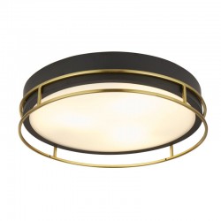 Phoenix - Bathroom Black & Brass 3 Light Flush with Frosted Glass Phoenix - Bathroom Black & Brass 3 Light Flush with Frosted Glass
