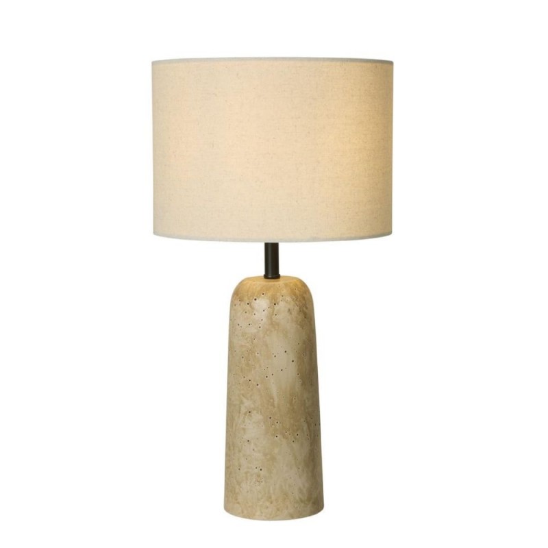 Searchlight-62019 - Agra -  Travertine Effect Table Lamp with Cream Shade