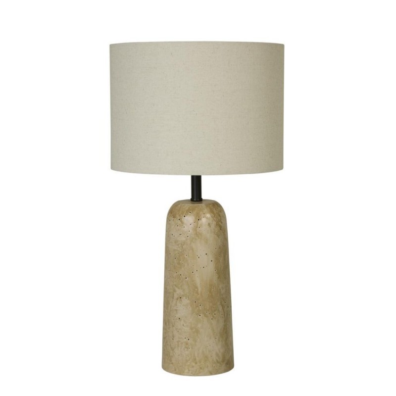 Searchlight-62019 - Agra -  Travertine Effect Table Lamp with Cream Shade