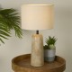 Searchlight-62019 - Agra -  Travertine Effect Table Lamp with Cream Shade