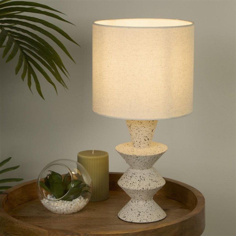 Searchlight-62021CR - Malacca - Terrazzo Ceramic Table Lamp with Beige Linen Shade