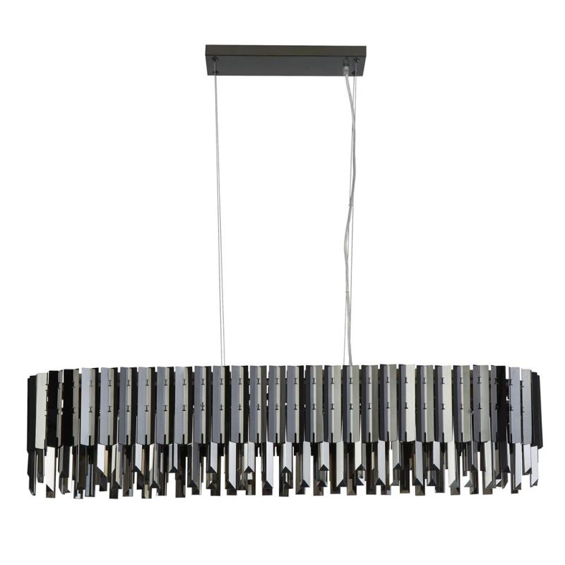 Kitchen Lights - Rotunda - Smoky Crystal & Black Chrome 8 Light over Island Fitting Searchlight-62120-8SM - Rotunda - Smoky Crystal & Black Chrome 8 Light over Island Fitting