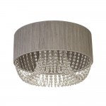 Bellano - Chrome 5 Light Flush with Grey Fabric Shade & Crystal