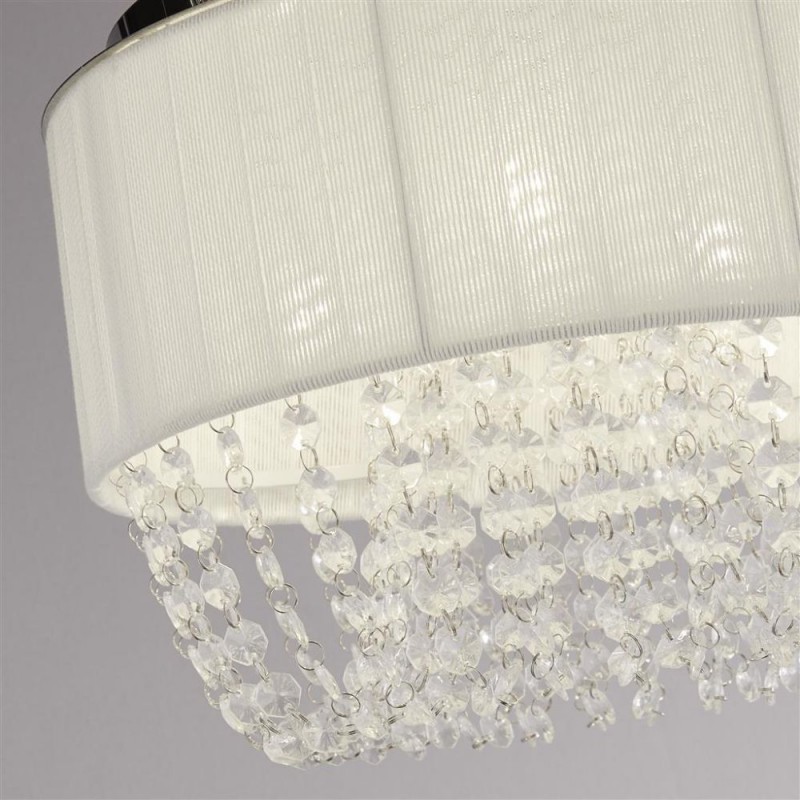 Searchlight-62617-3CC - Bellano - Chrome 3 Light Flush with White Fabric Shade & Crystal