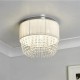 Searchlight-62617-3CC - Bellano - Chrome 3 Light Flush with White Fabric Shade & Crystal