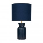 Ava - Navy Ceramic Table Lamp with Navy Velvet Shade