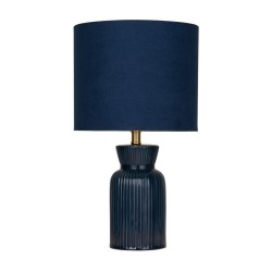Ava - Navy Ceramic Table Lamp with Navy Velvet Shade