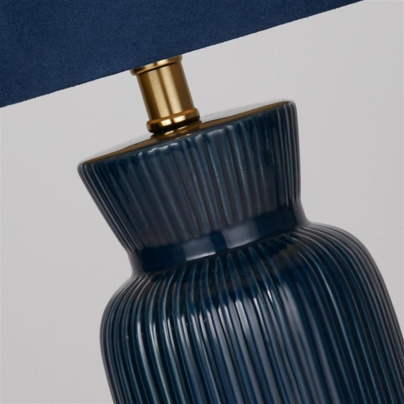 Searchlight-62922BL - Ava - Navy Ceramic Table Lamp with Navy Velvet Shade