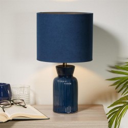 Ava - Navy Ceramic Table Lamp with Navy Velvet Shade