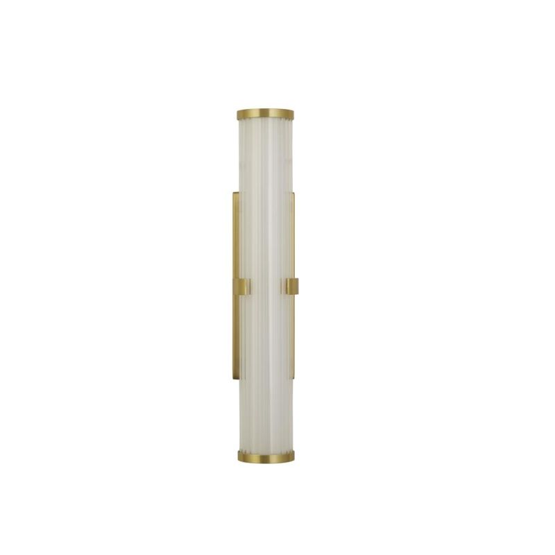 Searchlight-63124-1GO - Clamp - Gold LED Wall Lamp with Ribbed Clear & White Glass