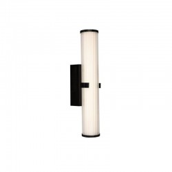 Clamp - Ribbed Clear & White Glass with Black Wall Lamp