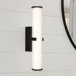 Clamp - Ribbed Clear & White Glass with Black Wall Lamp