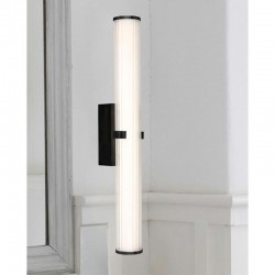 Clamp - Ribbed Clear & White Glass with Black Wall Lamp
