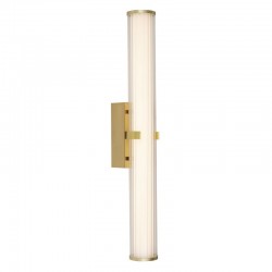Clamp - Ribbed Clear & White Glass with Gold Wall Lamp Clamp - Ribbed Clear & White Glass with Gold Wall Lamp