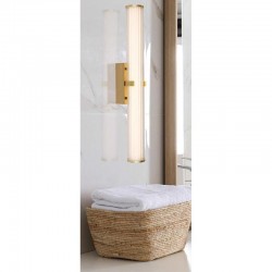 Clamp - Ribbed Clear & White Glass with Gold Wall Lamp Clamp - Ribbed Clear & White Glass with Gold Wall Lamp