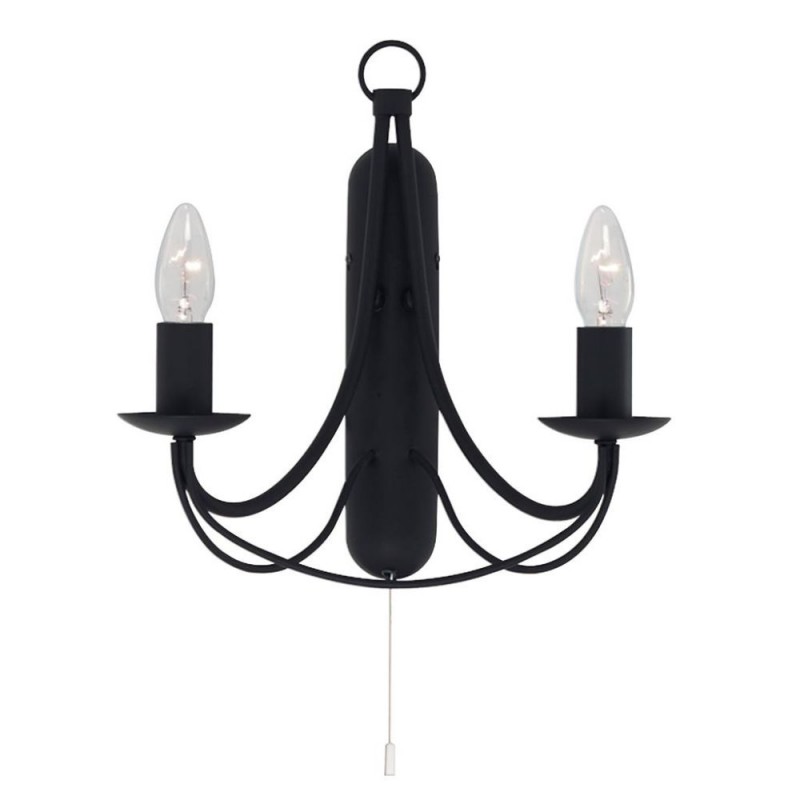 Searchlight-6342-2BK - Maypole - Decorative Matt Black Twin Wall Lamp