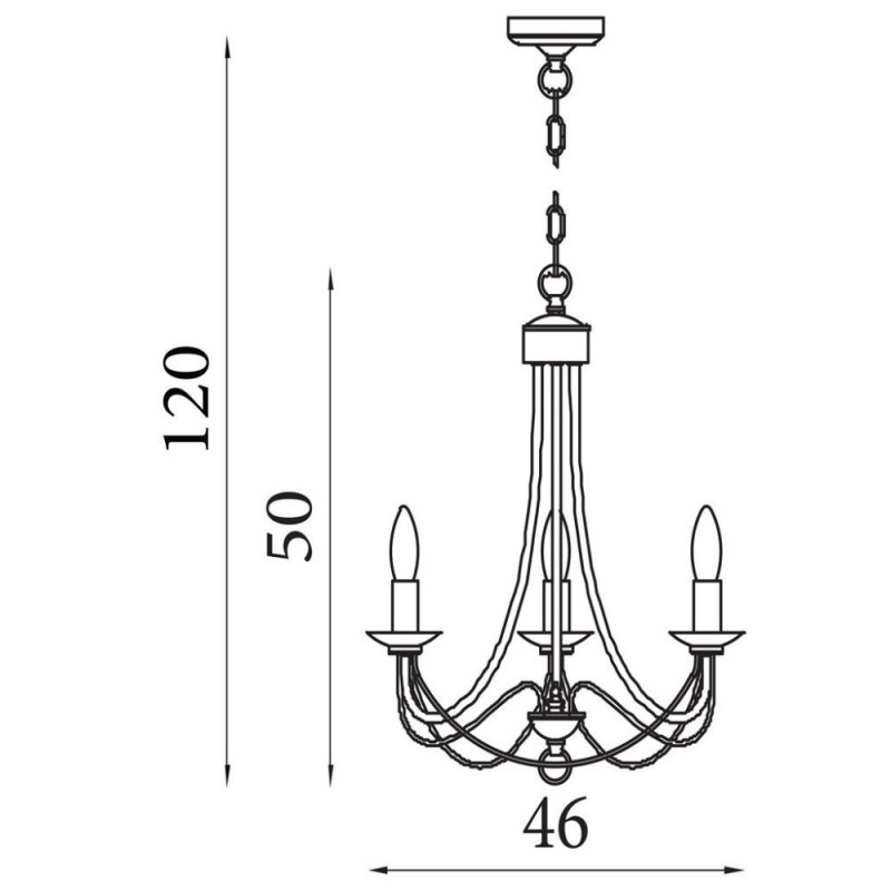 Searchlight-6343-3AB - Maypole - Decorative Antique Brass 3 Light Centre Fitting