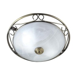 Weybridge - Antique Brass 2 Light Flush with Alabaster Glass