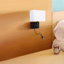 Hotel - Black Mother & Child LED Wall Lamp with White Shade Hotel - Black Mother & Child LED Wall Lamp with White Shade