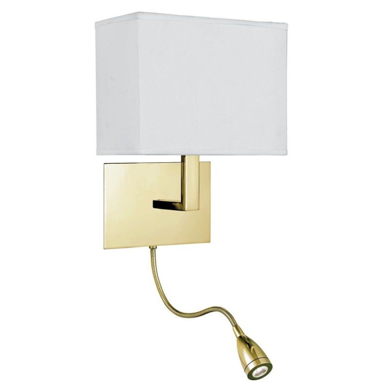 Searchlight-6519SB - Hotel - Satin Brass Mother & Child LED Wall Lamp with White Shade
