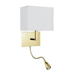 Hotel - Satin Brass Mother & Child LED Wall Lamp with White Shade