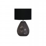 Devon - Black Punched Glass Table Lamp with Black Linen Shade