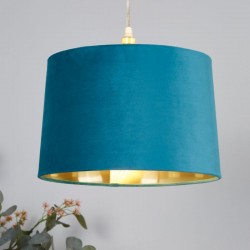 Larch - Shade Only - Teal Velvet Shade with Gold Inner Ø 30 cm Larch - Shade Only - Teal Velvet Shade with Gold Inner Ø 30 cm