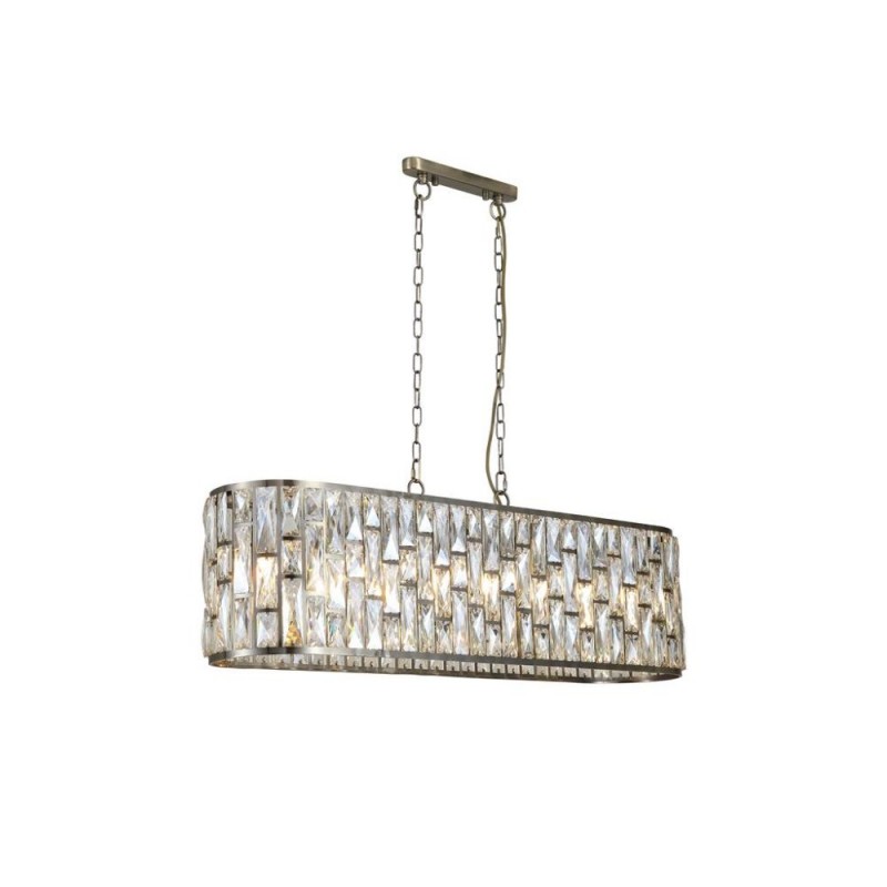 Searchlight-65818-8AB - Bijou - Antique Brass 8 Light over Island Fitting with Amber Crystal