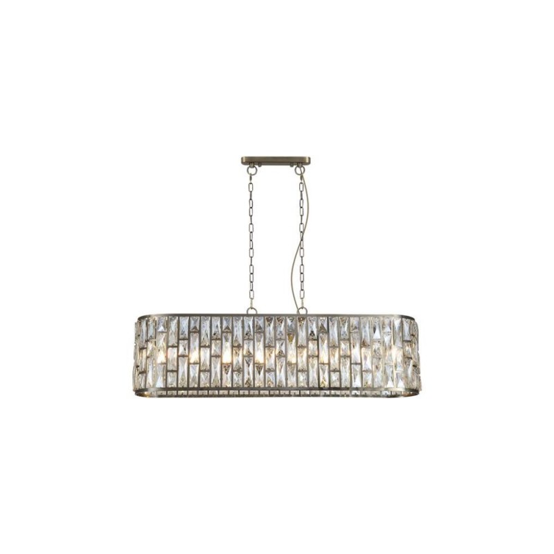 Searchlight-65818-8AB - Bijou - Antique Brass 8 Light over Island Fitting with Amber Crystal