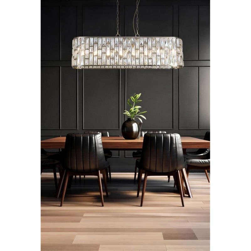 Searchlight-65818-8AB - Bijou - Antique Brass 8 Light over Island Fitting with Amber Crystal