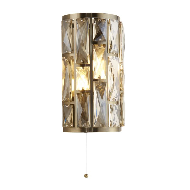Searchlight-6582-2AB - Bijou - Antique Brass Wall Lamp with Amber Crystal