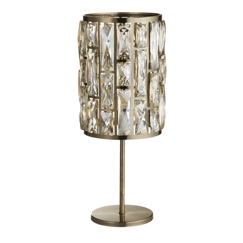 Searchlight-6584AB - Bijou - Antique Brass Table Lamp with Amber Crystal