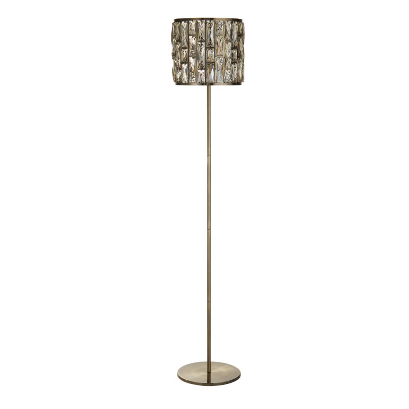 Searchlight-6589AB - Bijou - Antique Brass Floor Lamp with Amber Crystal