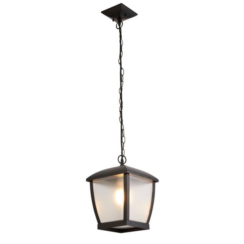 Searchlight-6592BK - Seattle - Frosted & Black Lantern Pendant