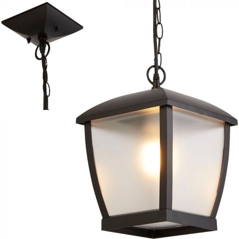 Searchlight-6592BK - Seattle - Frosted & Black Lantern Pendant