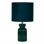 Tia - Emerald Ceramic Table Lamp with Green Velvet Shade