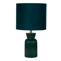 Tia - Emerald Ceramic Table Lamp with Green Velvet Shade