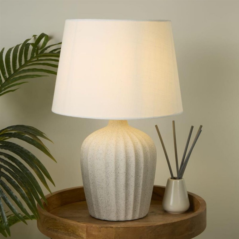 Searchlight-66037CR - Padstow - Cream Ceramic Table Lamp with Ivory Shade