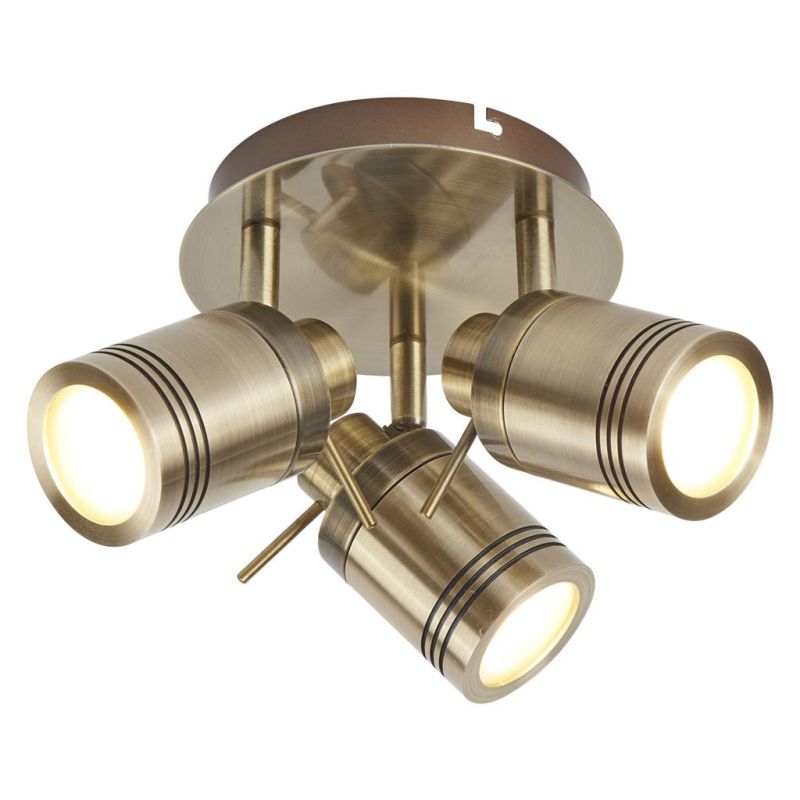 Searchlight-6603AB - Samson - Bathroom Antique Brass 3 Light Round Spotlights