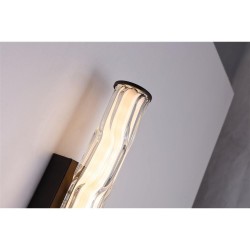 Vibrate - Matt Black LED Wall Lamp with Decorative Glass