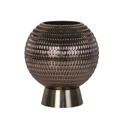 Mila - Antique Brass LED Table Lamp with Brown Glass 