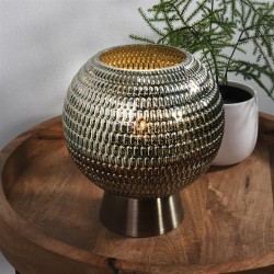 Mila - Brass LED Table Lamp with Green Glass