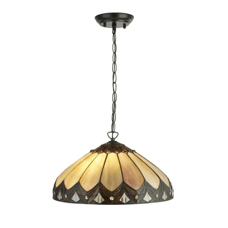 Ceiling Lights - Pearl - Tiffany Glass 2 Light Pendant Searchlight-6702-40 - Pearl - Tiffany Glass 2 Light Pendant