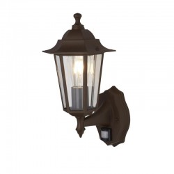 Alex - Outdoor Rust Brown & Clear Glass PIR Wall Lamp Alex - Outdoor Rust Brown & Clear Glass PIR Wall Lamp